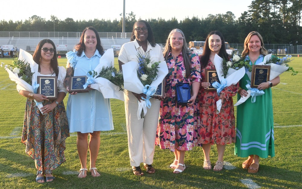 From left to right: Alejandra Ortiz-Perez, Walker Pre-K Center, Stacie Besanceney, Long County Primary School, Latoya Bragg, Smiley Elementary School, Joanna Haggerty, McClelland Elementary School, Dianna Jimenez, Long County Middle School, and Holly Long, Long County High School