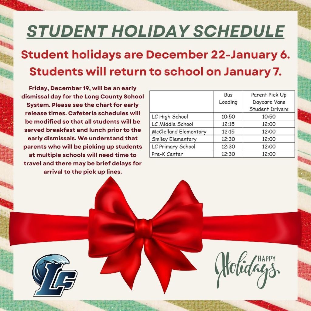 holiday schedule