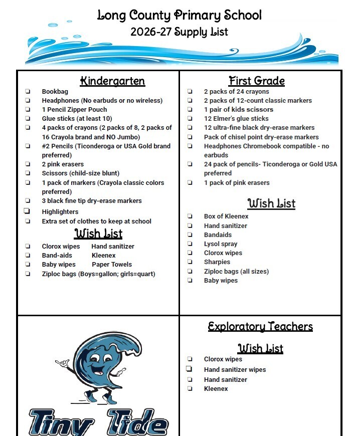 School Supply List