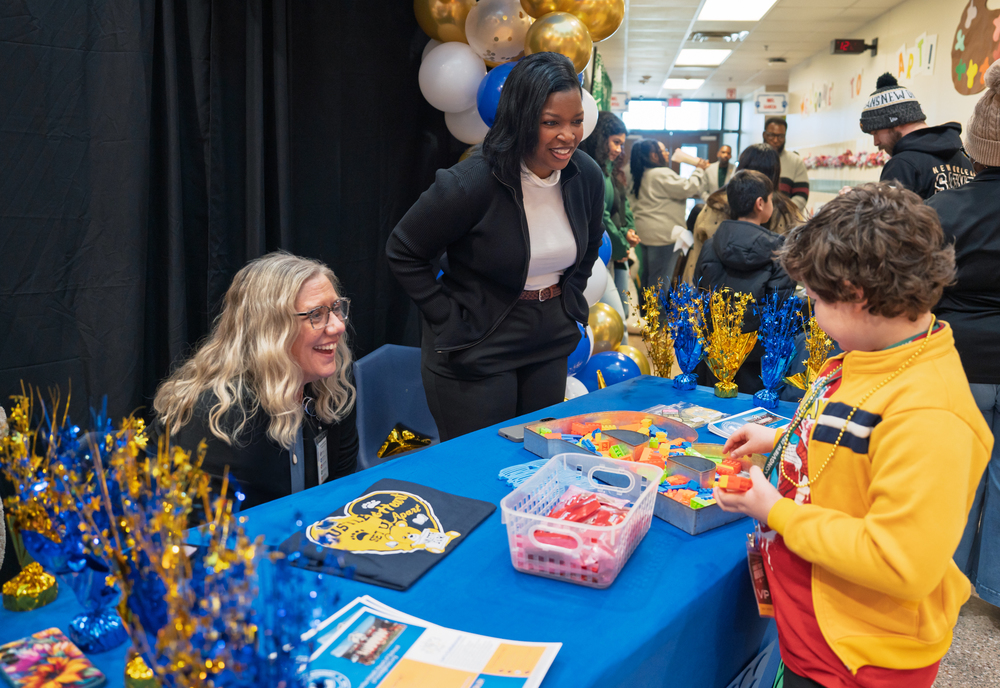 student talking to administrator