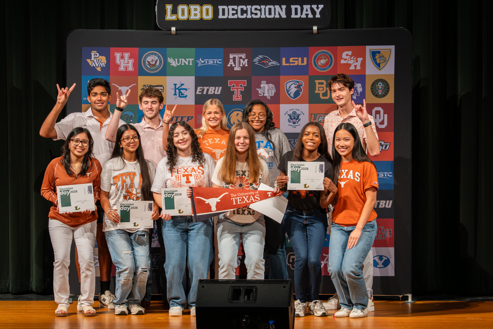 students with pennants