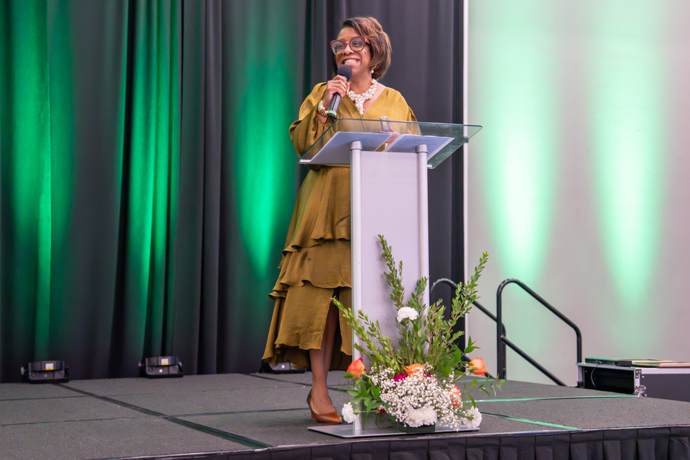 Dr. Marla Sheppard talks to the attendees of State of the District.