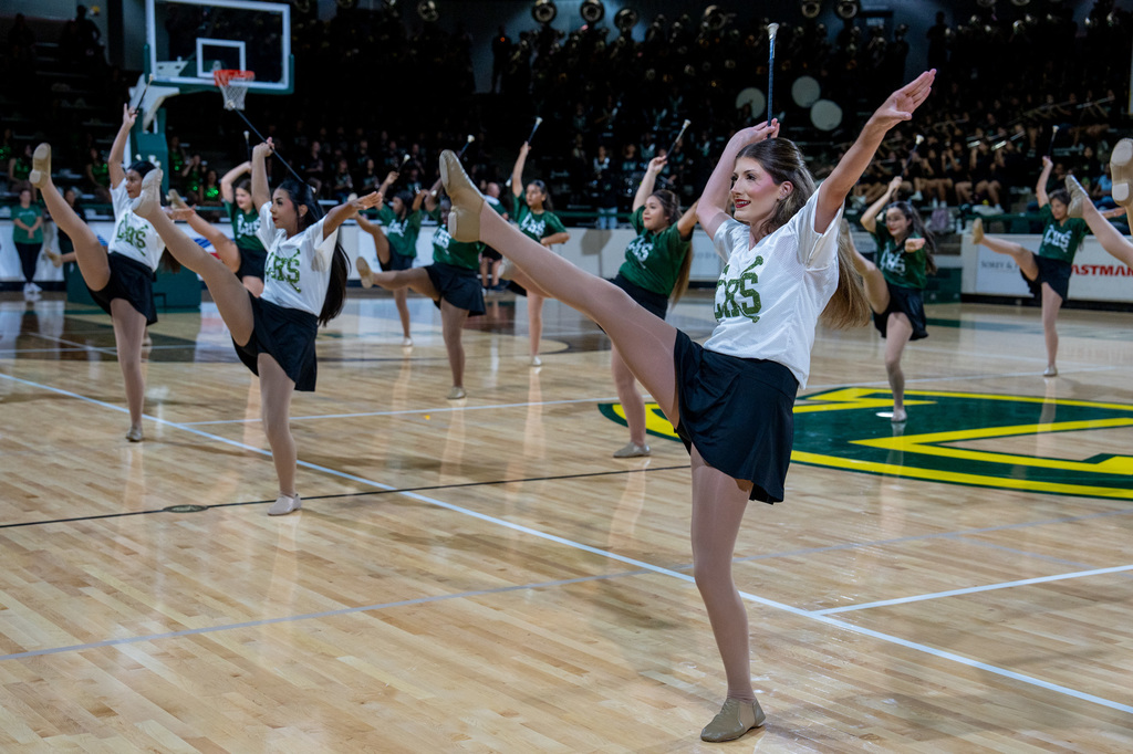 Majorettes showing off their routine.