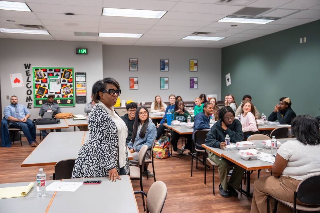 Dr. Sheppard gaining input from her student advisors.