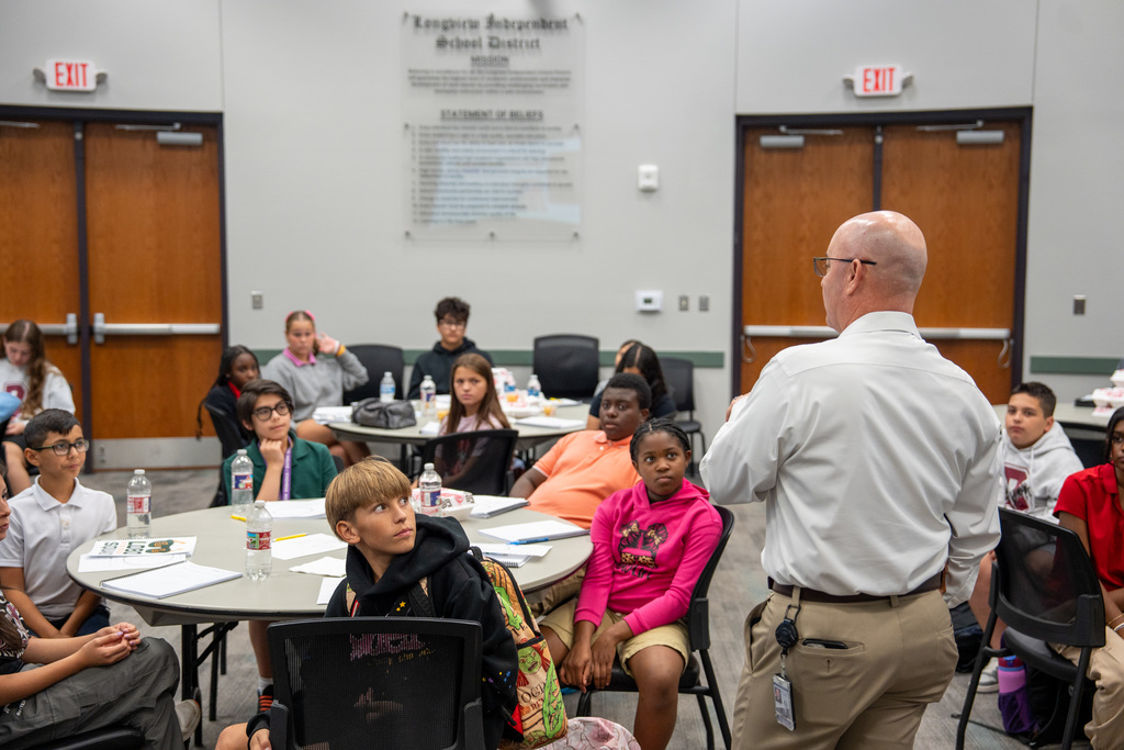 Students listening to new Chief of Safety, Ben Kemper.