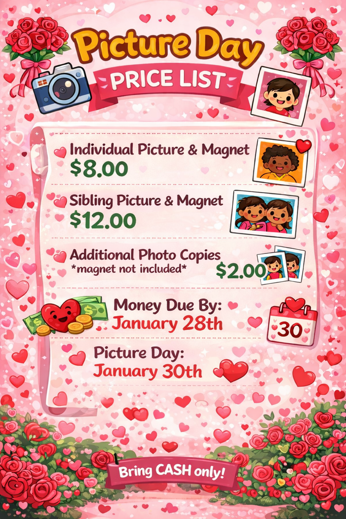 You loved the Grinch, and now it’s time to celebrate the season of love! 💘 Valentine Photo Day will be held on January 30th to ensure photos arrive before Valentine’s Day.