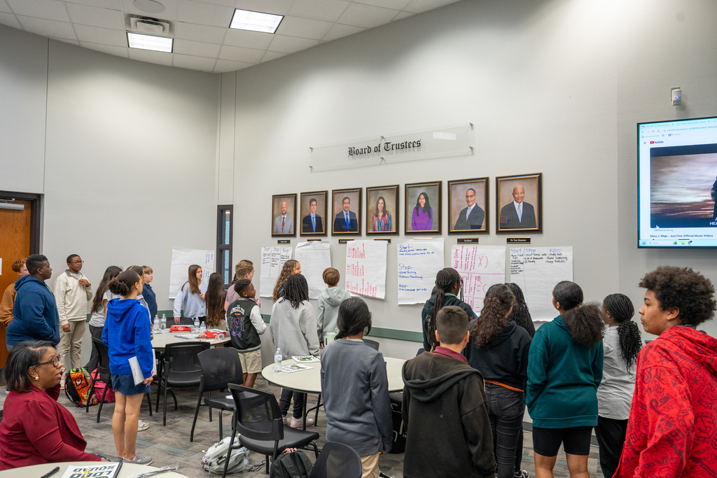 Middle school student gallery walk.