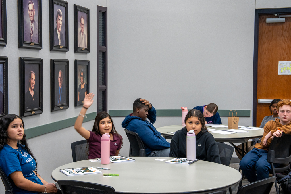 Student participating in discussion.