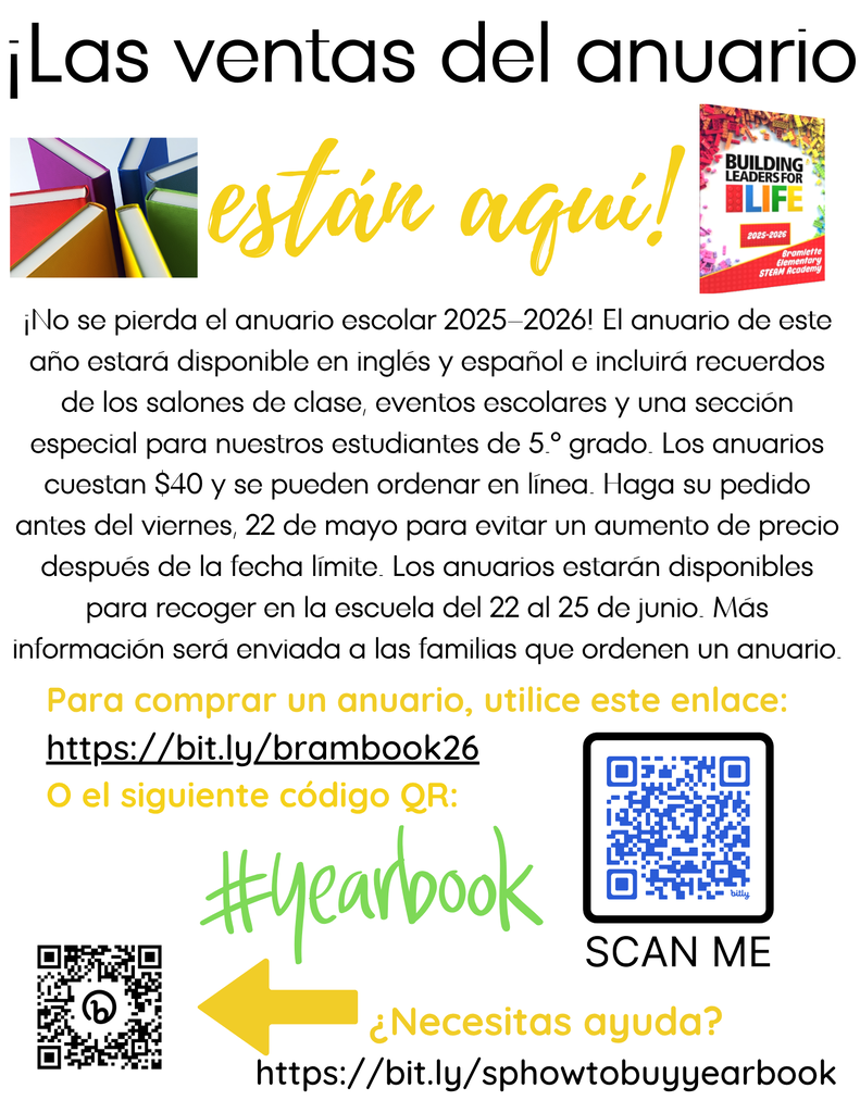 Yearbook Flyer Spanish. See text in message.