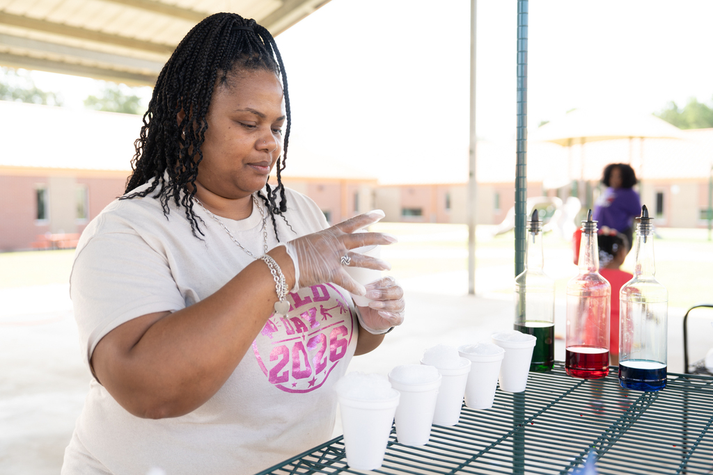 preparing the snow cones
