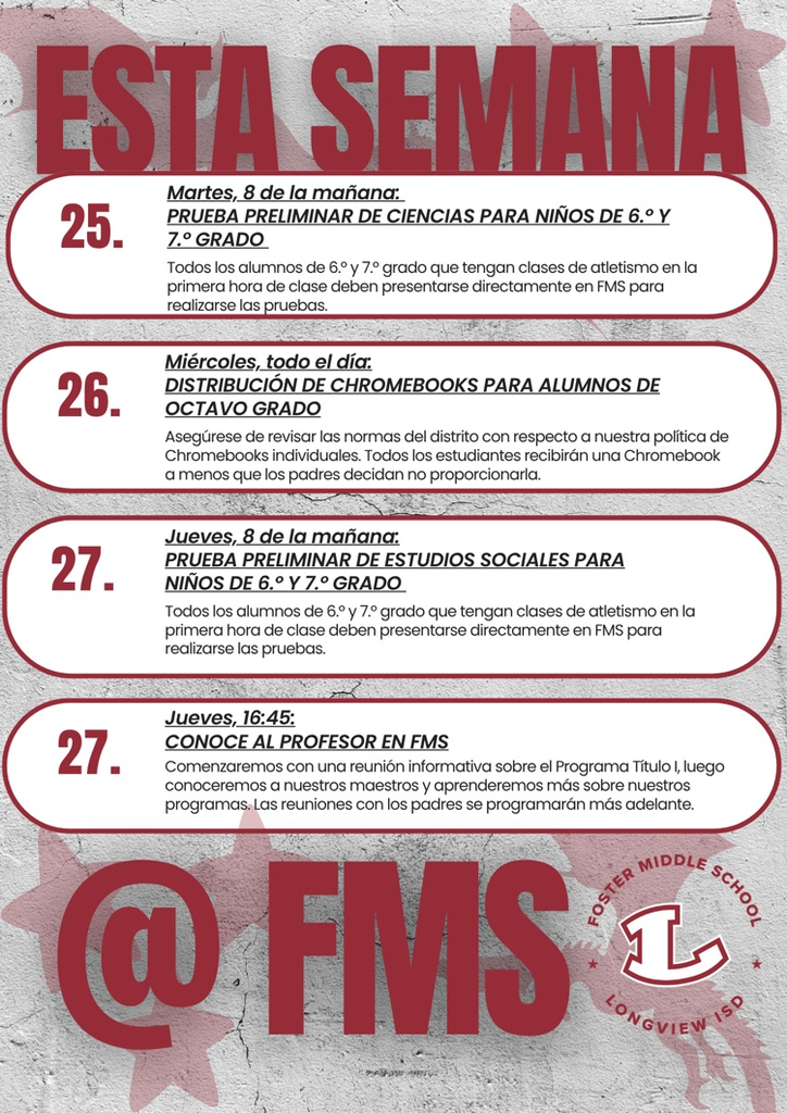 This week at FMS (8/24) SPANISH