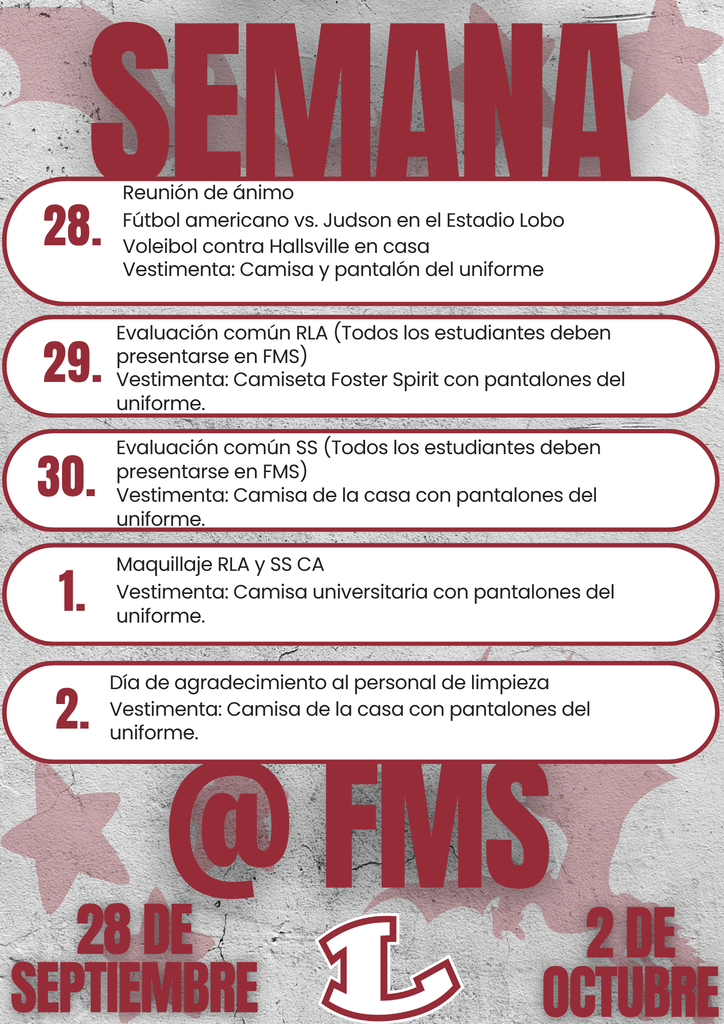 FMS Week at a Glance (Sept. 28-Oct. 2) SPAN