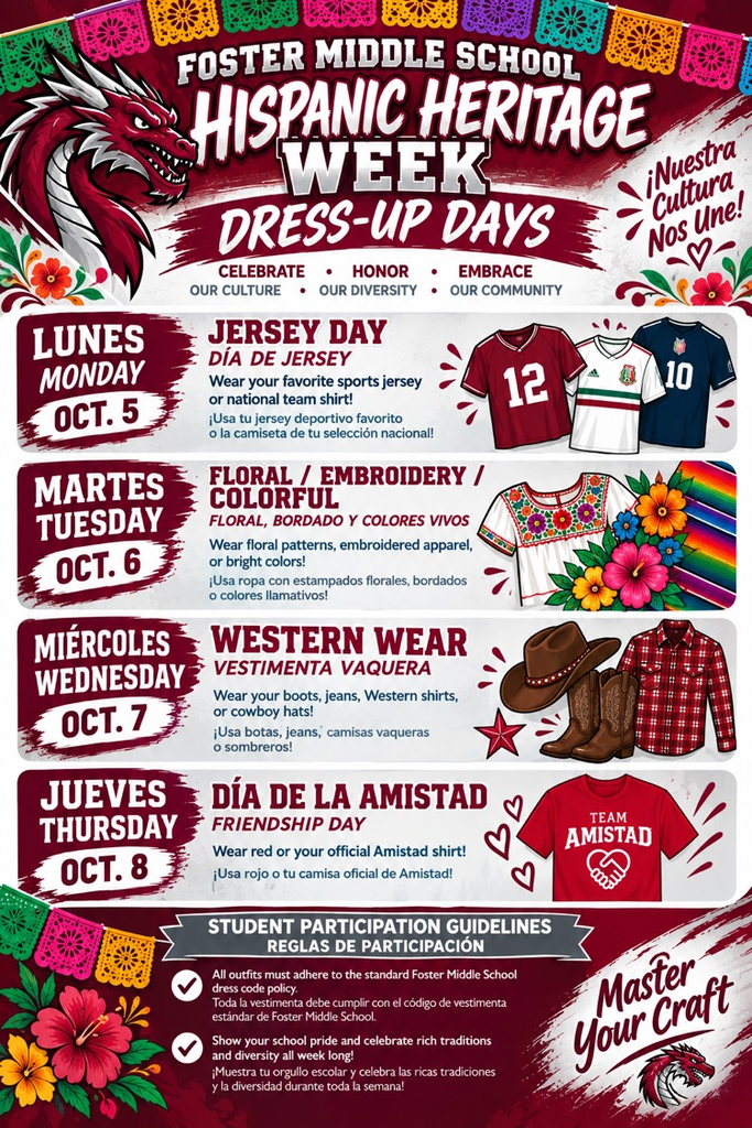 Foster middle school Hispanic heritage dress up days