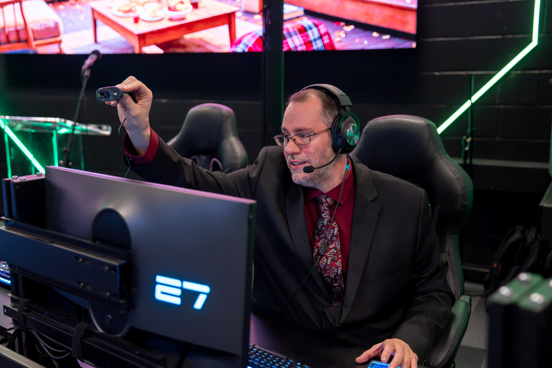 Stout working on live stream webcam