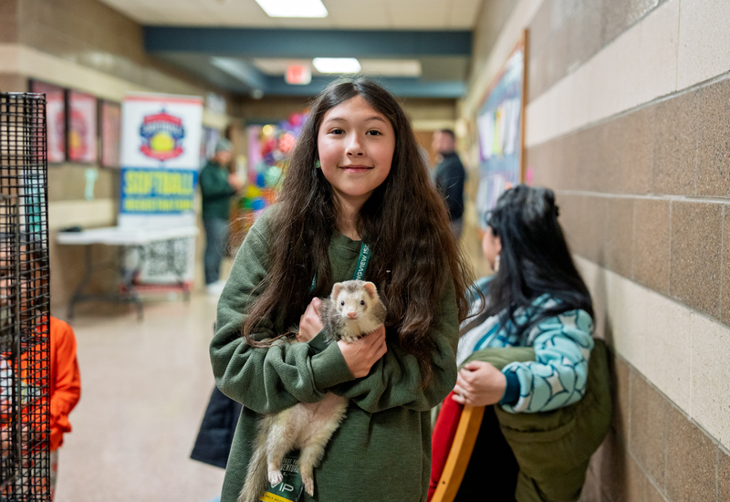 student with ferret