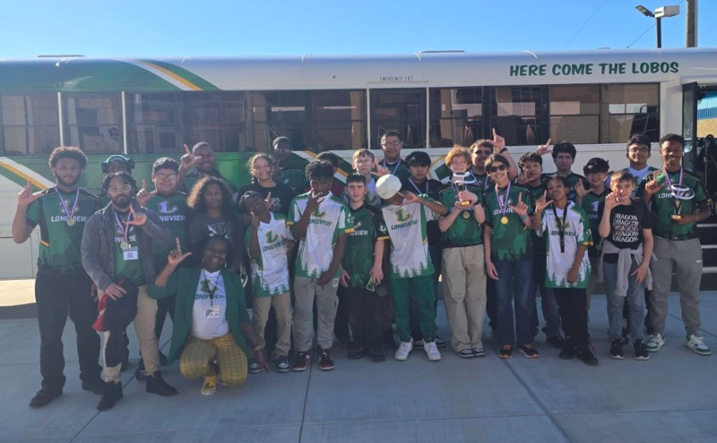 students outside of bus