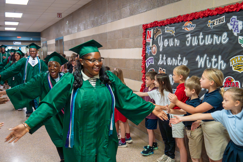 Seniors in the hallways.