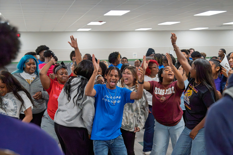 students cheering