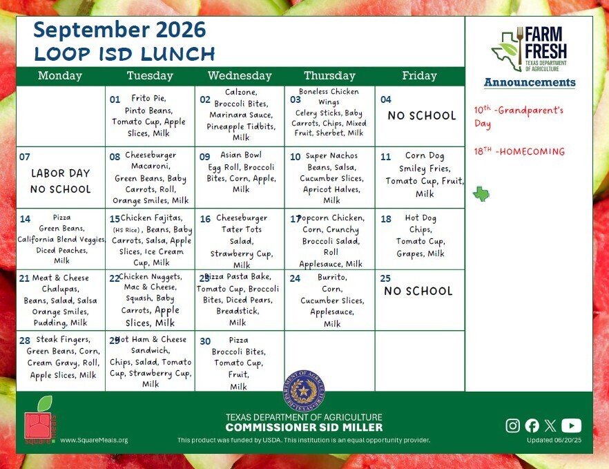 September 2026 lunch