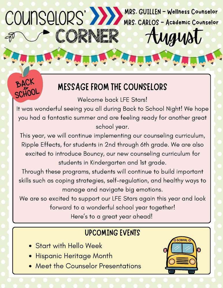 Counselors' Corner Newsletter