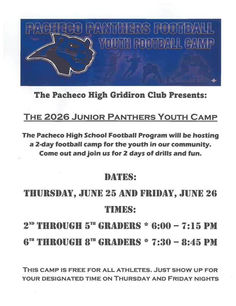 Pacheco Panthers Football Youth Football Camp