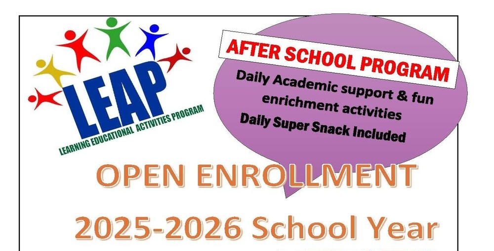 A flyer with some information regarding LEAP enrollment