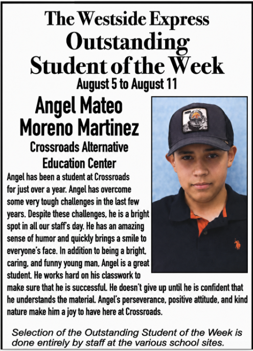 Westside Express Outstanding Student of the Week 8.5.26