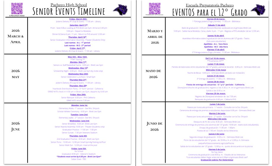 senior events timeline