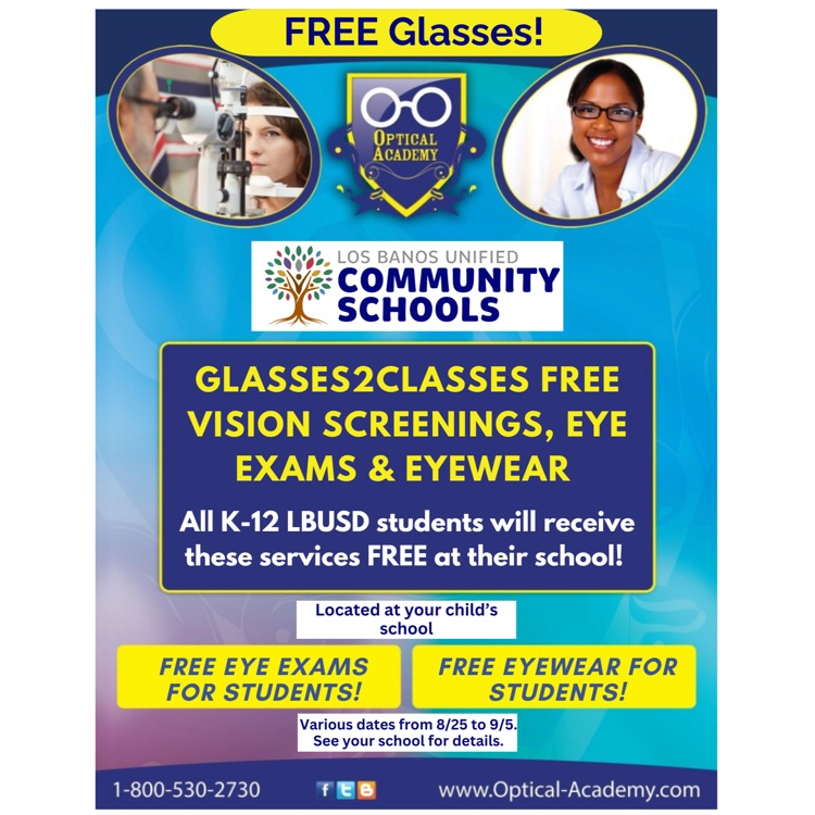 The LBUSD Community Schools is excited to announce free student eye exams!