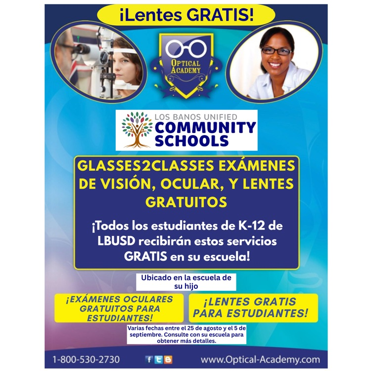 The LBUSD Community Schools is excited to announce free student eye exams!