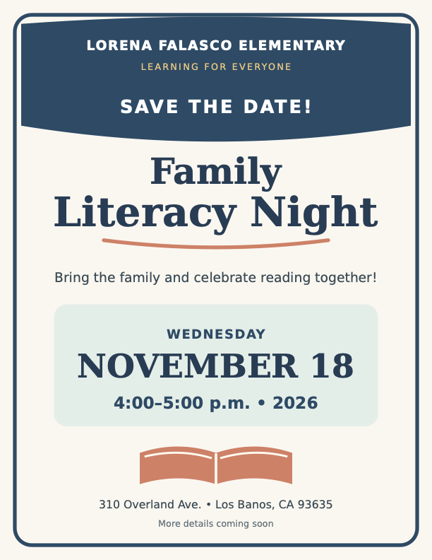 Family Literacy Night: English flyer