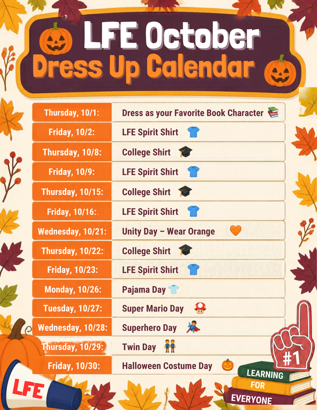 LFE October Dress up Days: English