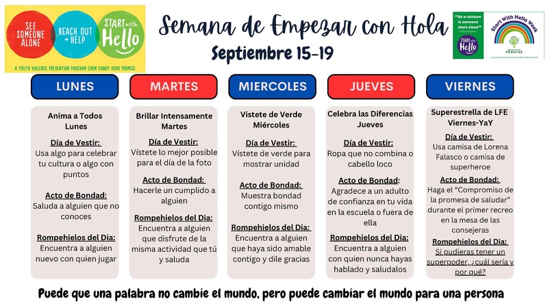 Start with hello week- Spanish
