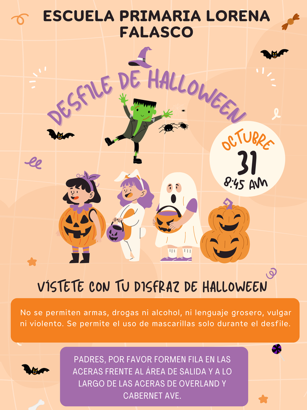 Halloween Parade flyer Spanish