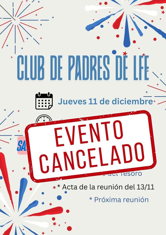 LFE Parent Club Meeting cancelled