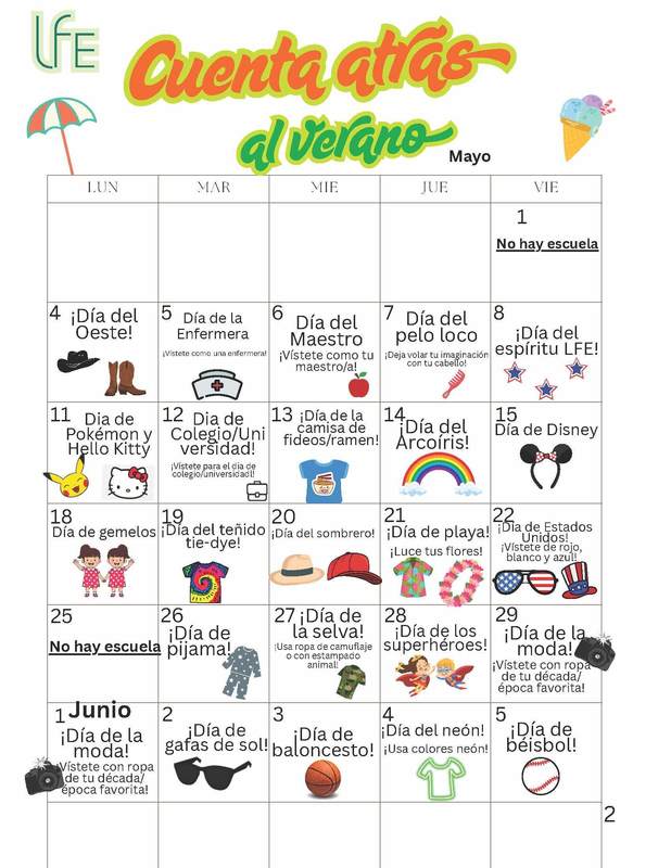 lfe countdown to summer dress up days-spanish