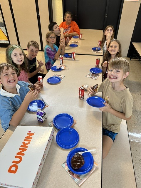 Enjoying donuts