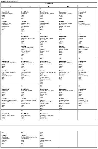 September 26 Menu