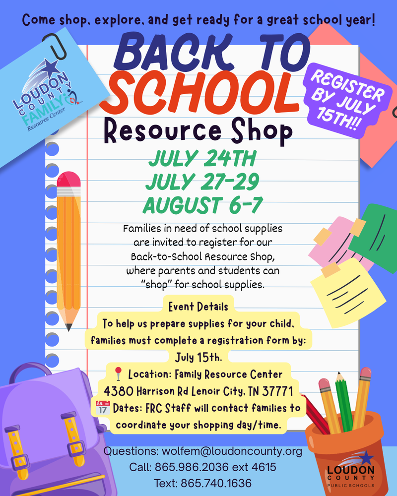 family resource center shop for school supplies