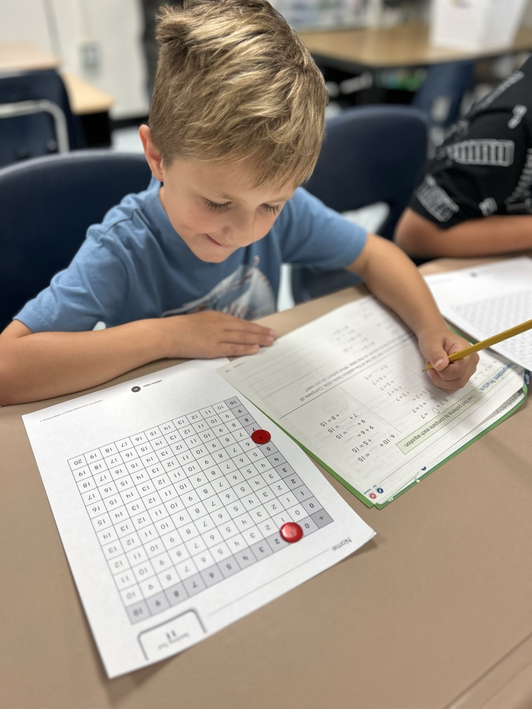 one student doing math