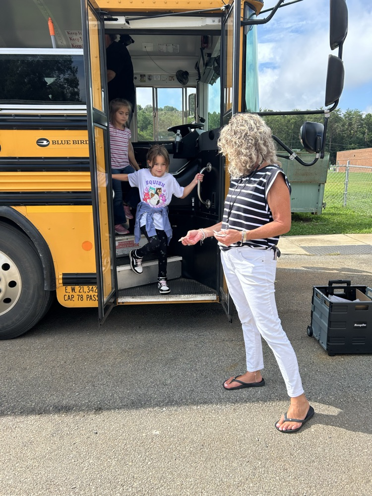 students learning about bus safety