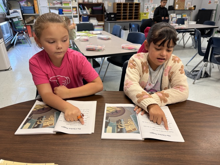 students reading