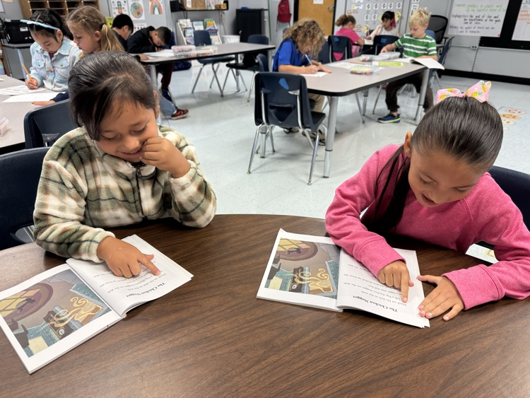 students reading