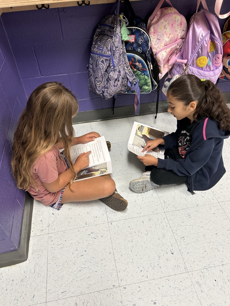 students reading