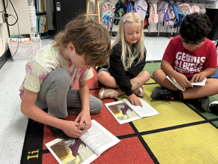 students reading