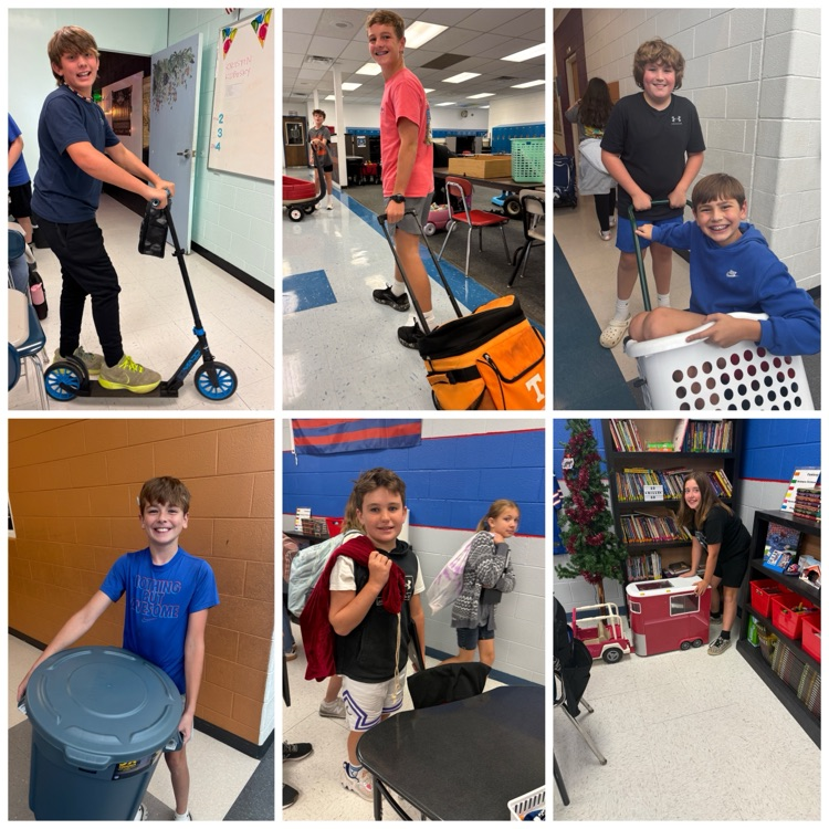 🎒➡️🛒 North Middle School went all out for “Anything but a Backpack” Spirit Day today! Stars got creative & had the BEST time showing off their unique carriers 💙⭐️ #NorthNation #StarSpirit