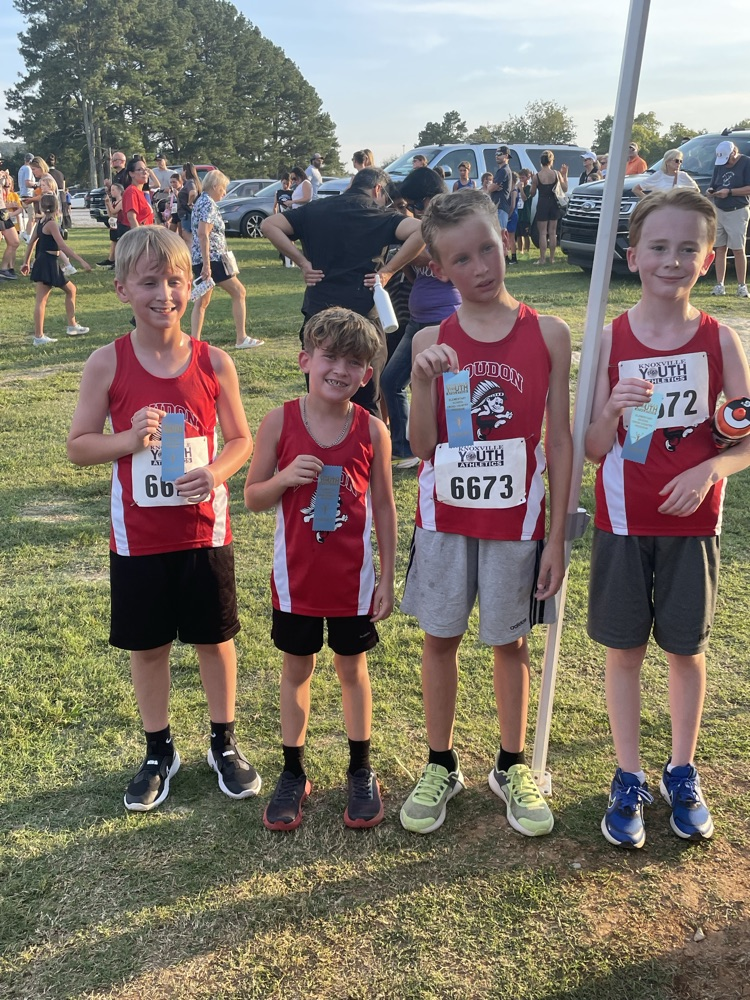 boys after finish with ribbons