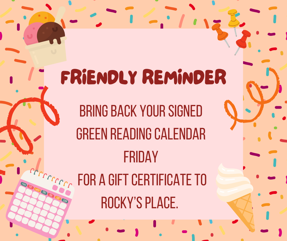 Bring Your Signed Reading Calendar!