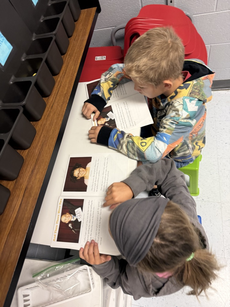 students reading