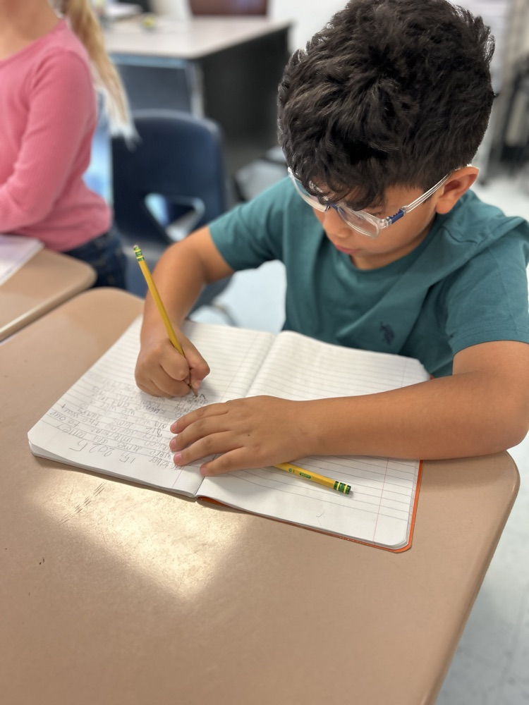 student writing